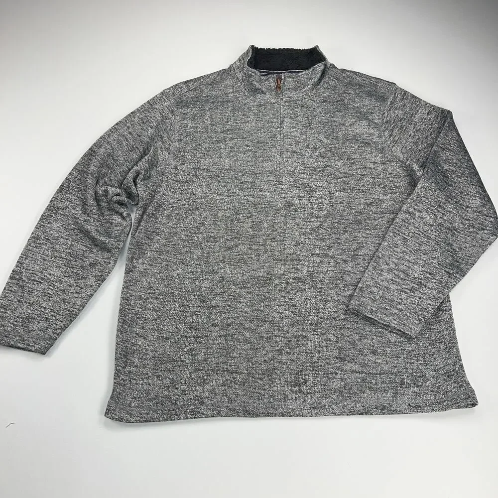 Weatherproof Vintage Heather Gray Quarter Zip Long Sleeve Fleece Shirt Size XXL